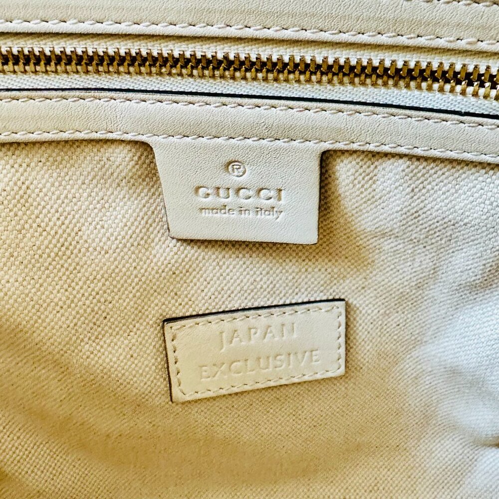 GUCCI JAPAN EXCLUSIVE TOILE BLUE AND WHITE FLORAL CANVAS AND LEATHER TOTE ITALY - Picture 13 of 13